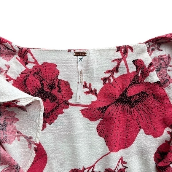 FREE PEOPLE French Quarter Cream Combo Mini Wrap Ruffle Dress Pink/White Size S - Picture 6 of 11